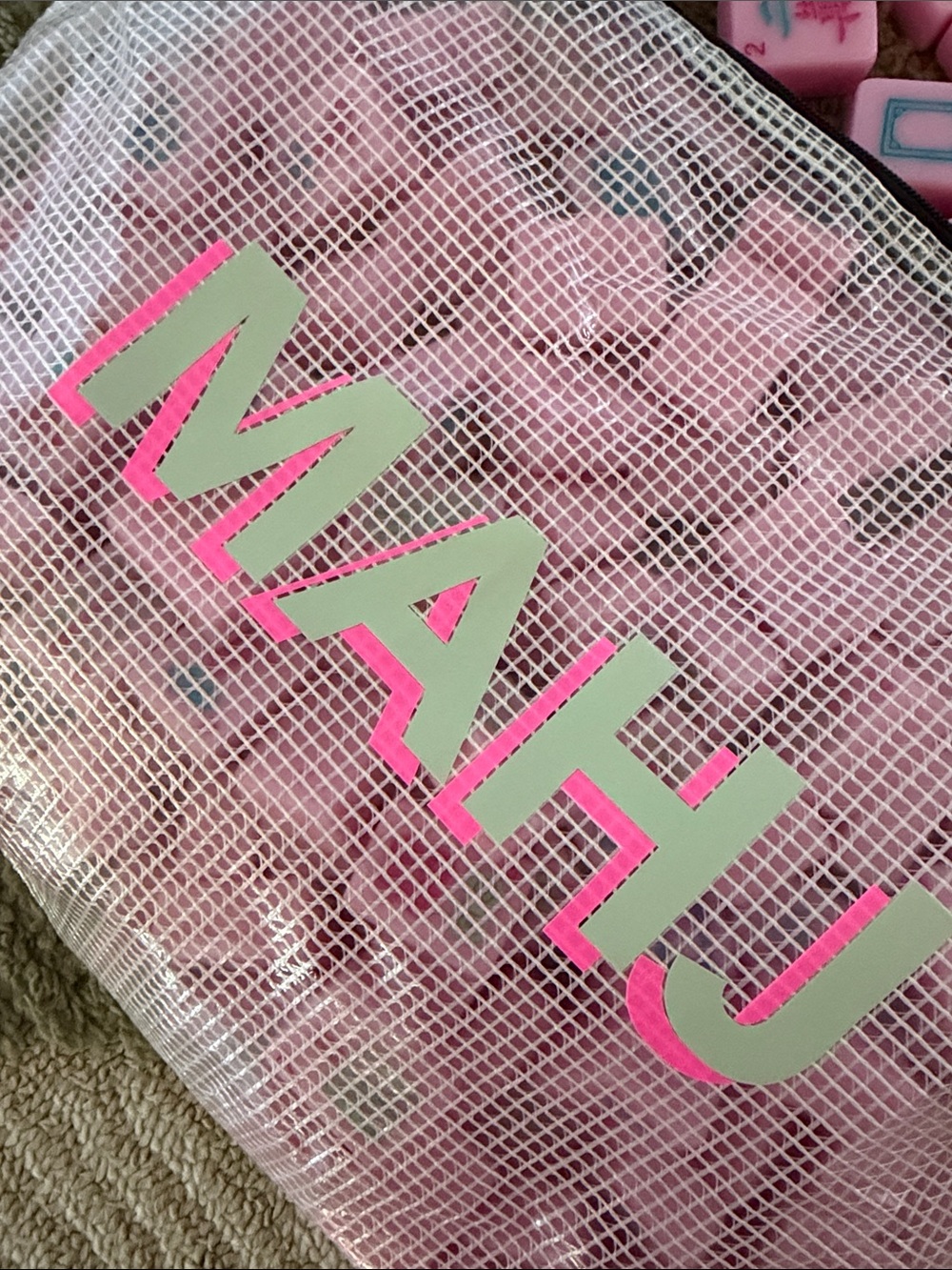 Pink Mahjong Tile Set with Carry Pouch - Picture 4 of 4